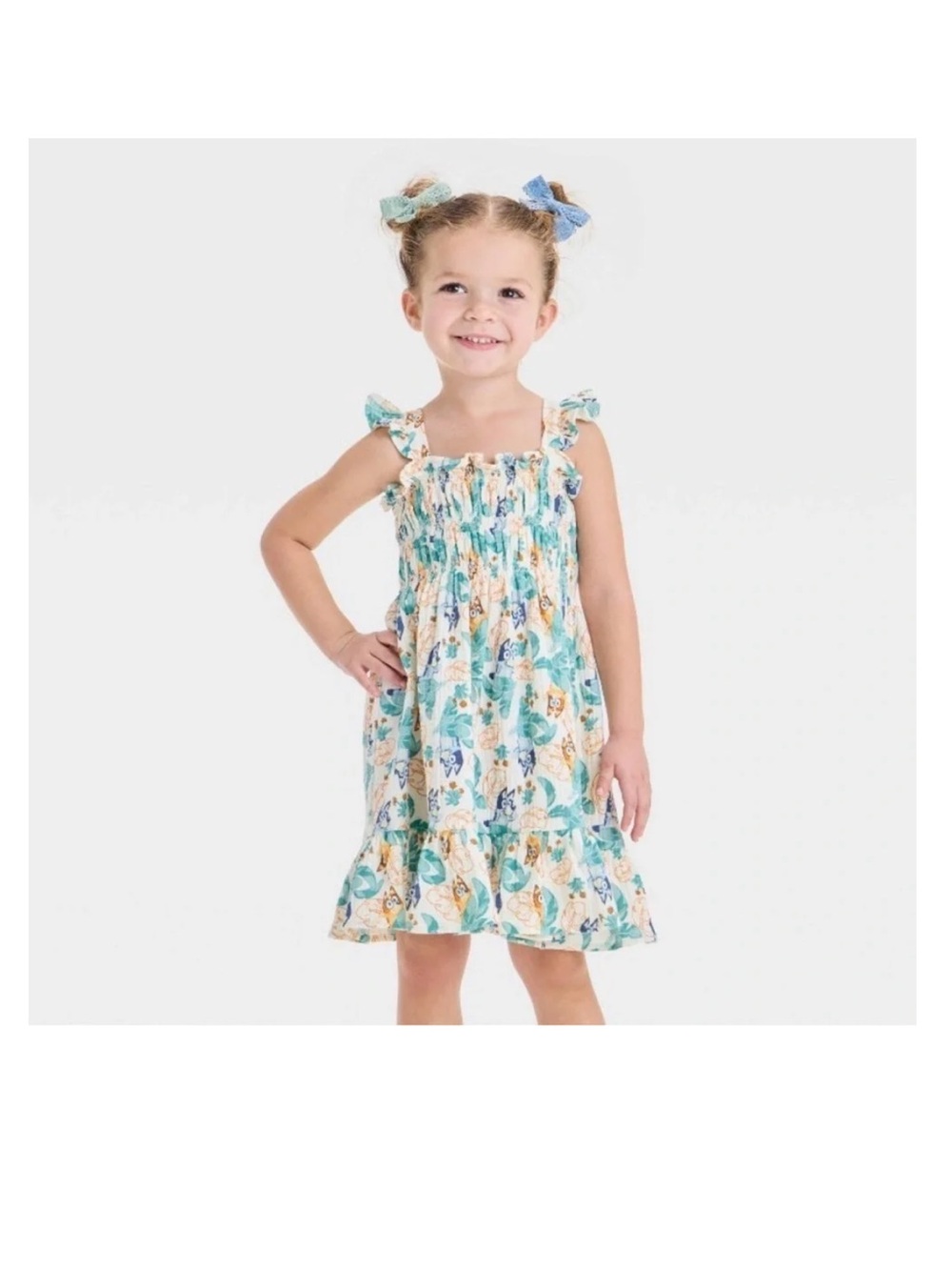 Toddler Girls' Bluey Woven Gauze Dress - Ivory 4T 🩵🌴